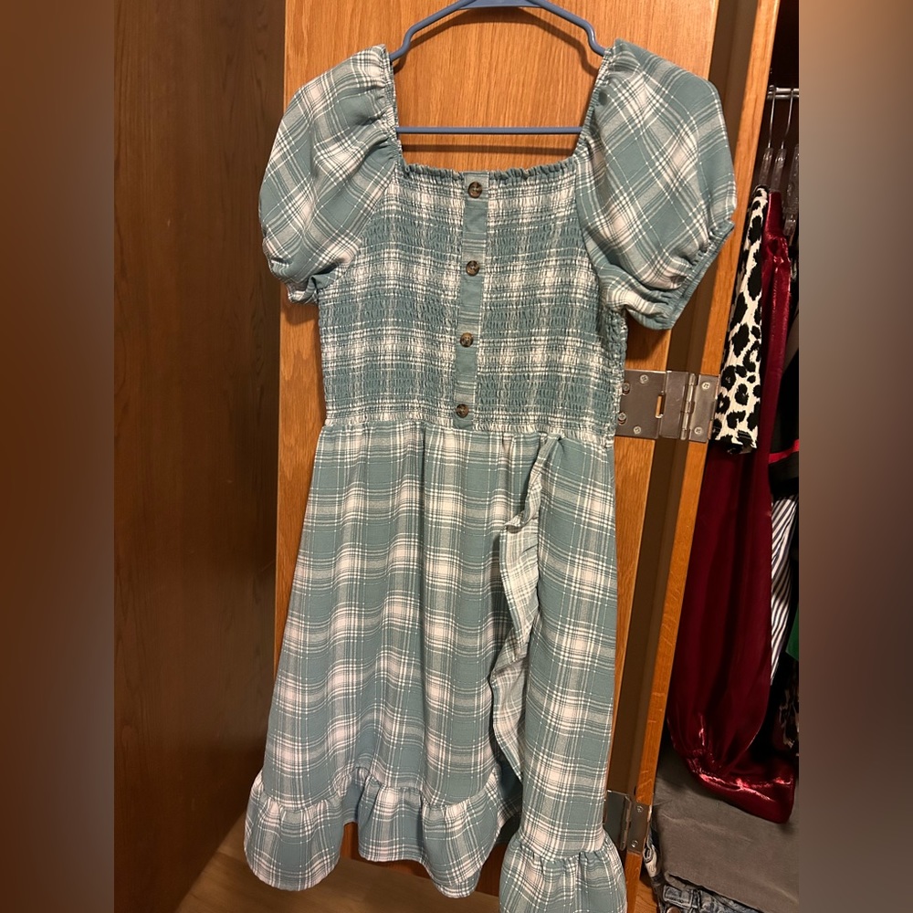 Blue and White Plaid Dress